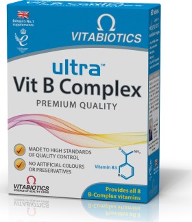 VITABIOTICS Ultra Vitamin B Complex Συμπλήρωμα Διατροφής Βιταμινών Με Σύμπλεγμα Βιταμινών Β, 60 Ταμπλέτες