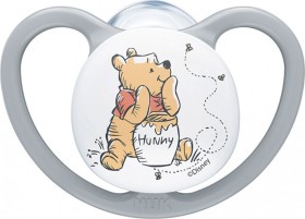 NUK Πιπίλα Σιλικόνης 6-18m Space Winnie the Pooh Με Θήκη Χωρίς Κρίκο Σε Χρώμα Γκρί (10.736.611), 1τμχ