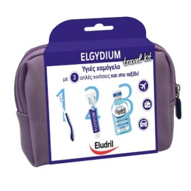 Elgydium Πακέτο Travel Kit Οδοντόβουρτσα Ταξιδιου, 1τμχ & Οδοντόκρεμα Antiplaque, 50ml & Eludril Intense Στοματικό Διάλυμα, 15ml & Νεσεσέρ Σε Μωβ Χρώμα