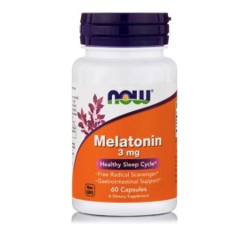 NOW FOODS Melatonin 3mg  Μελατονίνη Συμπλήρωμα Διατροφής Για Την Αντιμετώπιση Της Κατάθλιψης, Της Αϋπνίας & Τις Διαταραχές Ύπνου, 60 Κάψουλες