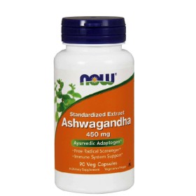 NOW FOODS Ashwagandha Extract 450mg Συμπλήρωμα Διατροφής Με Αντιοξειδωτικές Ιδιότητες, 90 Φυτικές Κάψουλες