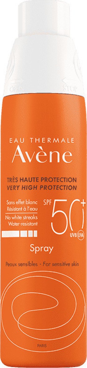 Avene Solaire Spray SPF50+, Αντιηλιακό Σπρέι Προσώπου & Σώματος για Ευαίσθητο Δέρμα, 200ml
