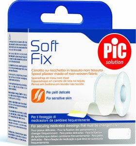 PIC SOLUTION Soft Fix, Αυτοκόλλητο χάρτινο ρολό λευκοπλάστη 2,5cm x 5m
