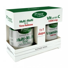 POWER HEALTH Platinum Range Multi+Multi Time Ισχυρή Πολυβιταμίνη,30 Δισκία & Vitamin C 1000mg 20 Δισκία