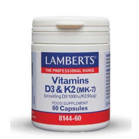 Lamberts Vitamin D3 1000iu & K2 90µg 60 Κάψουλες 8144-60