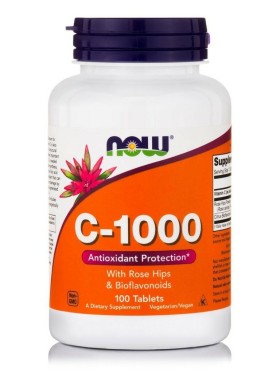 NOW FOODS Vitamin C 1000 with Rose Hips & Bioflavonoids Συμπλήρωμα Διατροφής Για Το Ανοσοποιητικό, 100 Κάψουλες