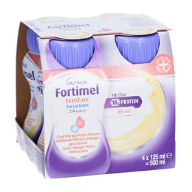 Nutricia Fortimel Forticare Sensations Υπερπρωτεϊνικό Ρόφημα με Γεύση Μάνγκο Ροδάκινο 4 x 125ml