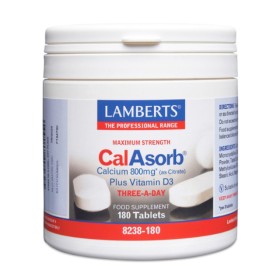Lamberts CalAsorb Calcium 800mg Vitamin D3 , Συμπλήρωμα Διατροφής Με Ασβέστιο, 180 Ταμπλέτες (8238-180)