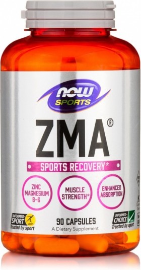 NOW FOODS Sports ZMA 800mg Συμπλήρωμα Διατροφής Για Την Αποκατάσταση & Την Ανάπλαση Του Μυϊκού Ιστού, 90 Κάψουλες