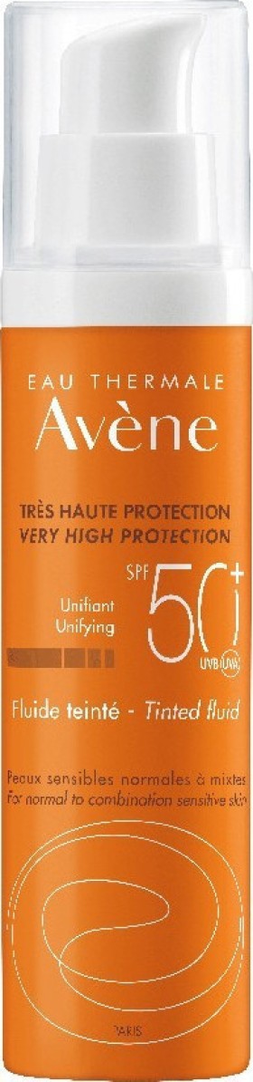 AVENE Solaire Fluide Teintee SPF50+, Αντηλιακή Λεπτόρρευστη Κρέμα Προσώπου με Χρώμα για Μικτή/Λιπαρή επιδερμίδα, 50ml