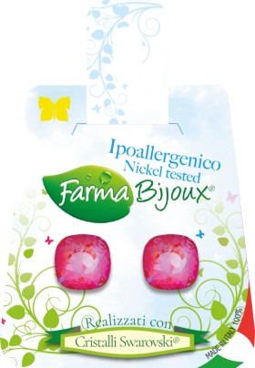 FARMA BIJOUX Σκουλαρίκια Υποαλλεργικά Τετράγωνο Φούξια 10mm (61C107D ),  1 Ζευγάρι