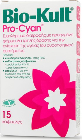 BIO-KULT Pro-Cyan Συμπλήρωμα Διατροφής Για Το Ουροποιητικό Advanced Multi- Action Formulation, 15 κάψουλες