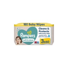Pampers Soft & Clean Μωρομάντηλα χωρίς Οινόπνευμα 3x60τμχ