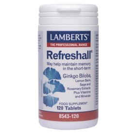 Lamberts Refreshall Σύμπλεγμα Gingko, Βάλσαμο λεμονιού, Φασκόμηλο και Δεντρολίβανο για την Ενίσχυση της Μνήμης, 120 Tabs 8543-120