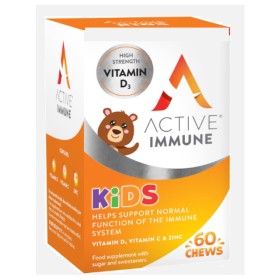 Bionat Active Immune Kids Vitamin D Vitamin C & Zinc 60 Μασώμενες Ταμπλέτες