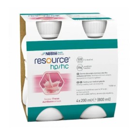 Nestle Health Resource Hp/Hc Strawberry Υπερθερμιδικό Ρόφημα Πρωτεϊνης 4x200ml