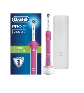 Oral-B Ηλεκτρική Οδοντοβουρτσα Pro 2 2500 CrossAction Pink Edition & Δώρο Θηκη Ταξιδιου, 1τεμ.
