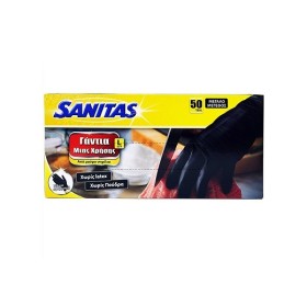 Γάντια Μιας Χρήσης Μαύρα Νιτριλίου Sanitas, χωρίς Latex, χωρίς Πούδρα No Large, 50τμχ