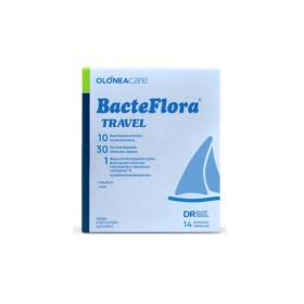 Olonea Bacteflora Travel Συμπλήρωμα Διατροφής 10 Προβιοτικών Στελεχών 14 κάψουλες