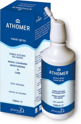 PharmaQ Athomer Spray, Διάλυμα Θαλασσινού Νερού για τον Καθαρισμό, την Ενυδάτωση & την Αποσυμφόρηση των Ρινικών Κοιλοτήτων 150ml