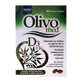 INTERMED Olivomed 500mg D3 + K2, Συμπλήρωμα Διατροφής που Προστατεύει Από τη Δημιουργία της Αθηρωματικής Πλάκας 60 μαλακές κάψουλες