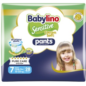 Babylino Sensitive Cotton Soft Unisex Pants No.7 Extra Large Plus 15-25kg Πάνες Βρακάκι 28τμχ