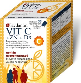 LAVDANON Vit C 500mg+ Zn 10mg + D3 400IU Συμπλήρωμα Διατροφής Για Την Ενίσχυση Του Ανοσοποιητικού Με Ψευδάργυρο, 30 Φακελίσκοι