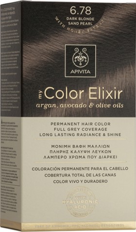 APIVITA Βαφή Μαλλιών 6.78 My Color Elixir Κit Μόνιμη Ξανθό Σκούρο Μπεζ Περλέ