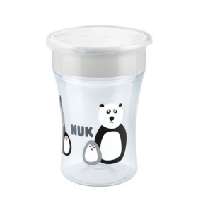 NUK Κύπελλο Πλαστικό 8+m Magic Cup Με Χείλος Εκμάθησης Panda Λευκό/Γκρι (10.255.531), 230ml