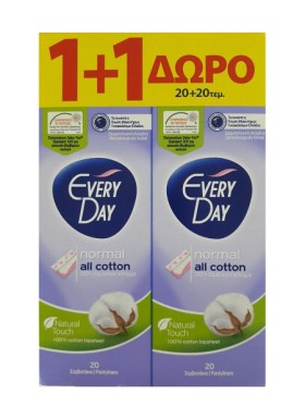 Every Day All Cotton Σερβιετάκια Normal 1+1Δώρο, (20τεμ+20τεμ)