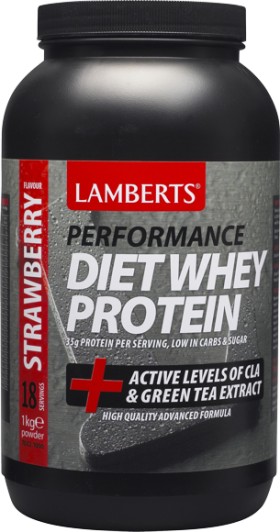 LAMBERTS Performance Diet Whey Protein Συμπλήρωμα Διατροφής Με Εκχύλισμα Πράσινου Τσαγιού & Γεύση Φράουλα 1000gr