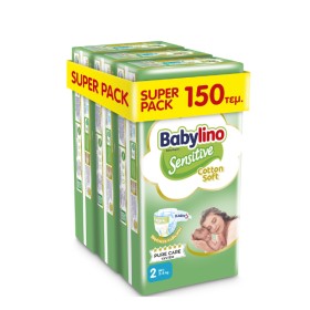 Babylino Sensitive Cotton Soft No.2 3-6 Kg Super Pack Βρεφικές Πάνες 150τμχ