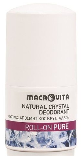 Macrovita Natural Crystal Deodorant Φυσικός Αποσμητικός Κρύσταλλος Roll On Pure 50ml