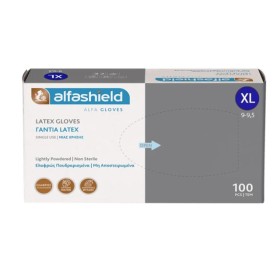 Alfashield Γάντια Latex Ελαφρώς Πουδραρισμένα Xlarge Μη Αποστειρωμένα 100τμχ