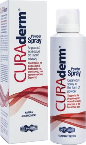 UNIPHARMA CURAderm Powder Spray, Δερματικό Εκνέφωμα σε Μορφή Κόνεως 125ml