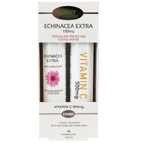 Power of Nature Πακέτο Echinacea Extra 100mg & Vitamin C 500mg Συμπλήρωμα Διατροφής Για Ενίσχυση Του Ανοσοποιητικού, 2x20 Αναβράζοντα Δισκία