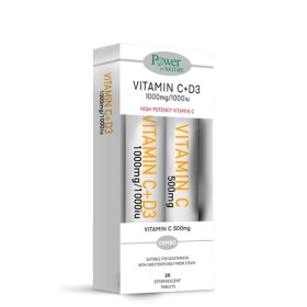 Power Health Power of Nature Vitamin C+D3 1000MG/1000IU 20 Αναβράζοντα Δισκία & Δώρο Vitamin C 500mg