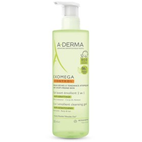 A-DERMA Exomega Control Emollient Cleansing Gel 2 in 1 Μαλακτικό Τζελ Καθαρισμού Για Το Ατοπικό Δέρμα Με Αντλία Για Πρόσωπο, Σώμα & Μαλλιά, 500ml