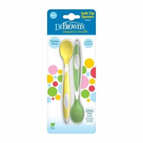 Dr. Browns Soft-Tip Spoons, Κουταλάκια Ταΐσματος Μαλακά Από 4m+, Κίτρινο/Πράσινο, 2τμχ