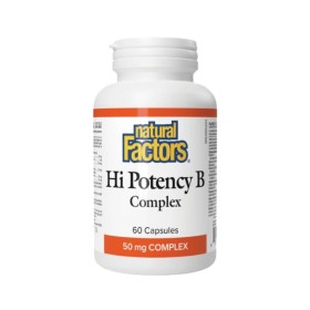 Natural Factors Hi Potency B Complex 50mg Βιταμίνες Β για Ενέργεια 60 Κάψουλες