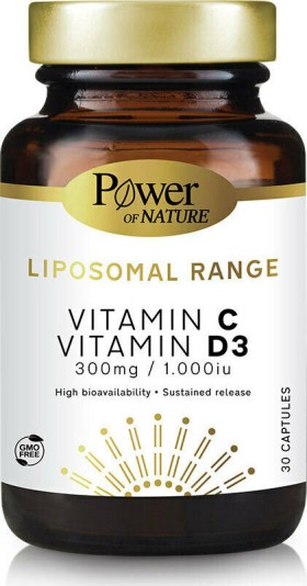 POWER HEALTH Liposomal Range Vitamin C 300mg + Vitamin D3 1000iu, Συμπλήρωμα Διατροφής για την Ενίσχυση του Ανοσοποιητικού Συστήματος 30caps