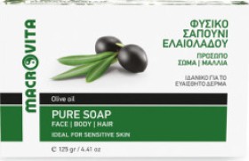 MACROVITA Olive Oil, Φυσικό Σαπούνι Ελαιόλαδου Για Πρόσωπο, Σώμα & Μαλλιά 125gr