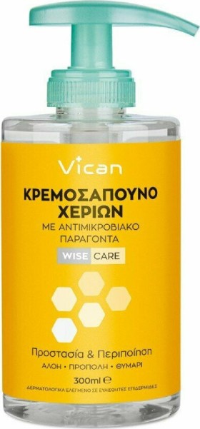 VICAN Wise Care Υγρό Αντιμικροβιακό Κρεμοσάπουνο Χεριών, 300ml