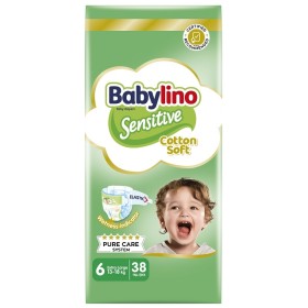 Babylino Sensitive Cotton Soft Value Pack Extra Large No6 (13-18kg) Βρεφικές Πάνες, 38 Τεμάχια