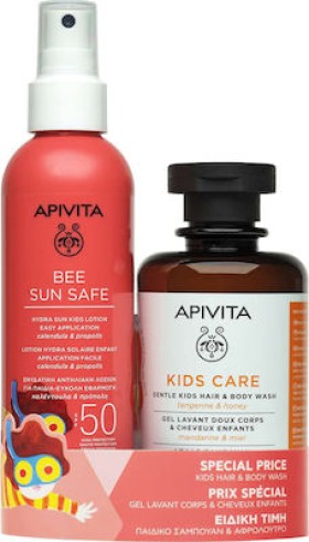 APIVITA Bee Sun Safe  Πακέτο Προσφοράς Hydra Kids Lotion SPF50 Παιδική Αντηλιακή Lotion Για Πρόσωπο Σώμα, 200ml & Gentle Kids Hair Body Wash Παιδικό Σαμπουάν & Αφρόλουτρο, 250ml