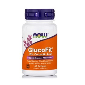 Now Foods GlucoFit® 18% Corosolic Acid Συμπλήρωμα Διατροφής,Υποστηρίζει Τα Επίπεδα Σακχάρου Στο Αίμα & Το Μεταβολισμό, 60σoftgels