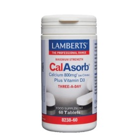 Lamberts CalAsorb Calcium 800mg Plus Vitamin D3 Ασβέστιο Υψηλής Απορρόφησης 60 Ταμπλέτες 8238-60