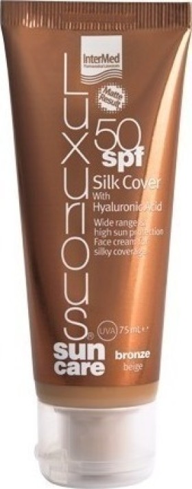 INTERMED Luxurious Suncare Silk Cover BB Face Cream Bronze Beige SPF50+, Αντηλιακή Προσώπου με Χρώμα σε Μπεζ Μπρονζέ Απόχρωση, 75 ml