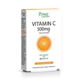 Power of Nature Vitamin C 500mg Συμπλήρωμα Διατροφής Με Βιταμίνη C, 36 Μασώμενα Δισκία