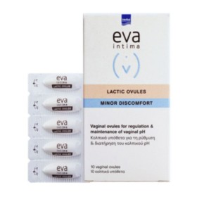 Intermed Eva Intima Lactic Ovules Minor Discomfort Κολπικά Υπόθετα Με Αλόη & Χαμομήλι 10τμχ